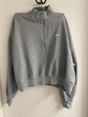 Nike Grey Half-Zip Sweatshirt with White Swoosh